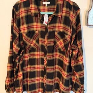 Maurices Red and Tan Checkered Shirt